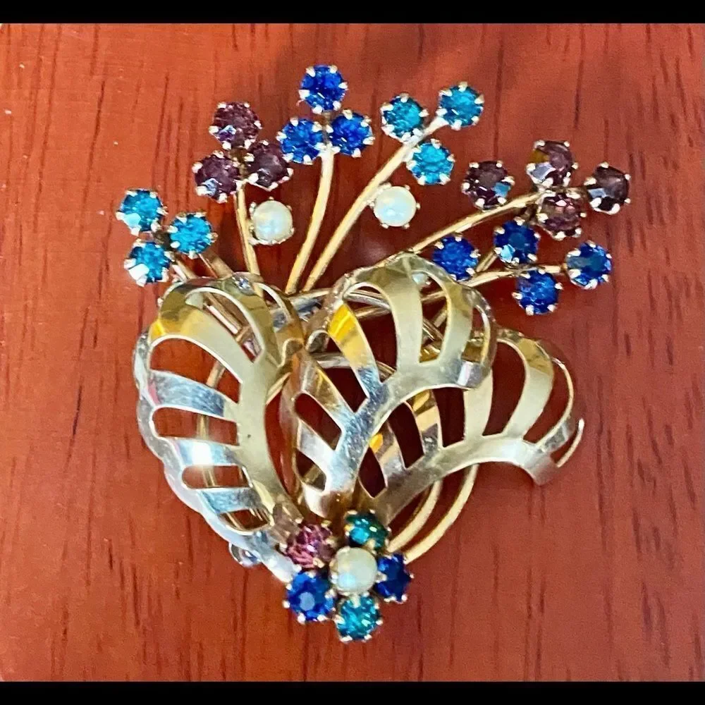 𝅺VTG. floral 1/20 12k GF brooch/pendant Star logo
